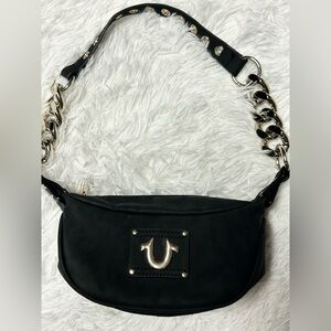 True Religion Black Shoulder Bag – Chain Strap Logo Purse